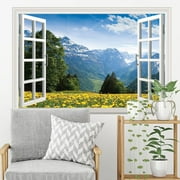 3D False Window Decoration Painting PVC Sticker Living Room Bedroom Wall Decoration Painting Wall Sticker Custom Stickers,Green